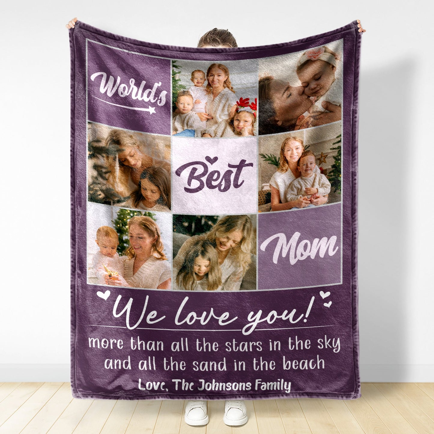 Custom Photo We Love You More Than All The Stars - Gift For Mom - Personalized Fleece Blanket