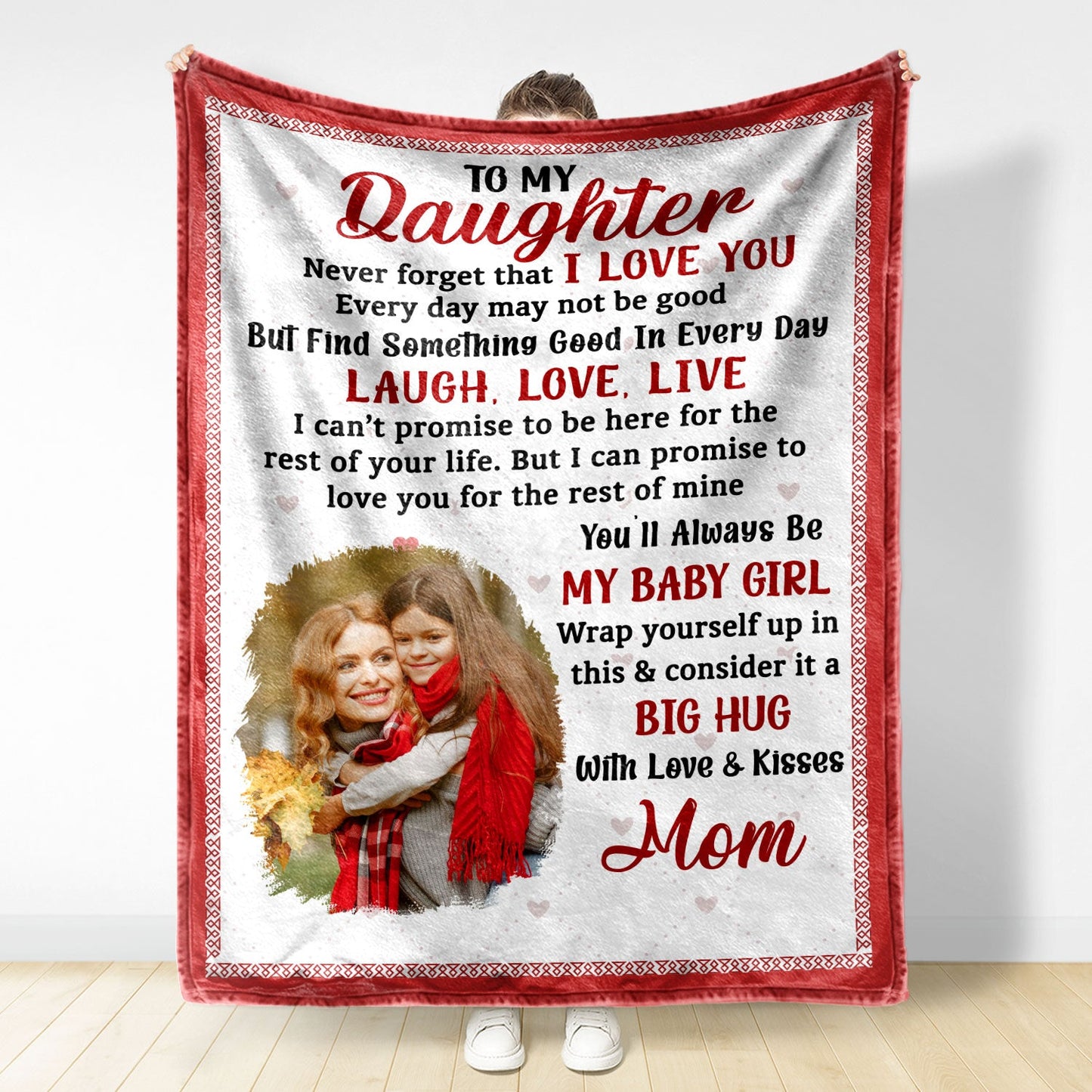 Custom Photo Never Forget That I Love You Mom - Gift For Daughters - Personalized Fleece Blanket