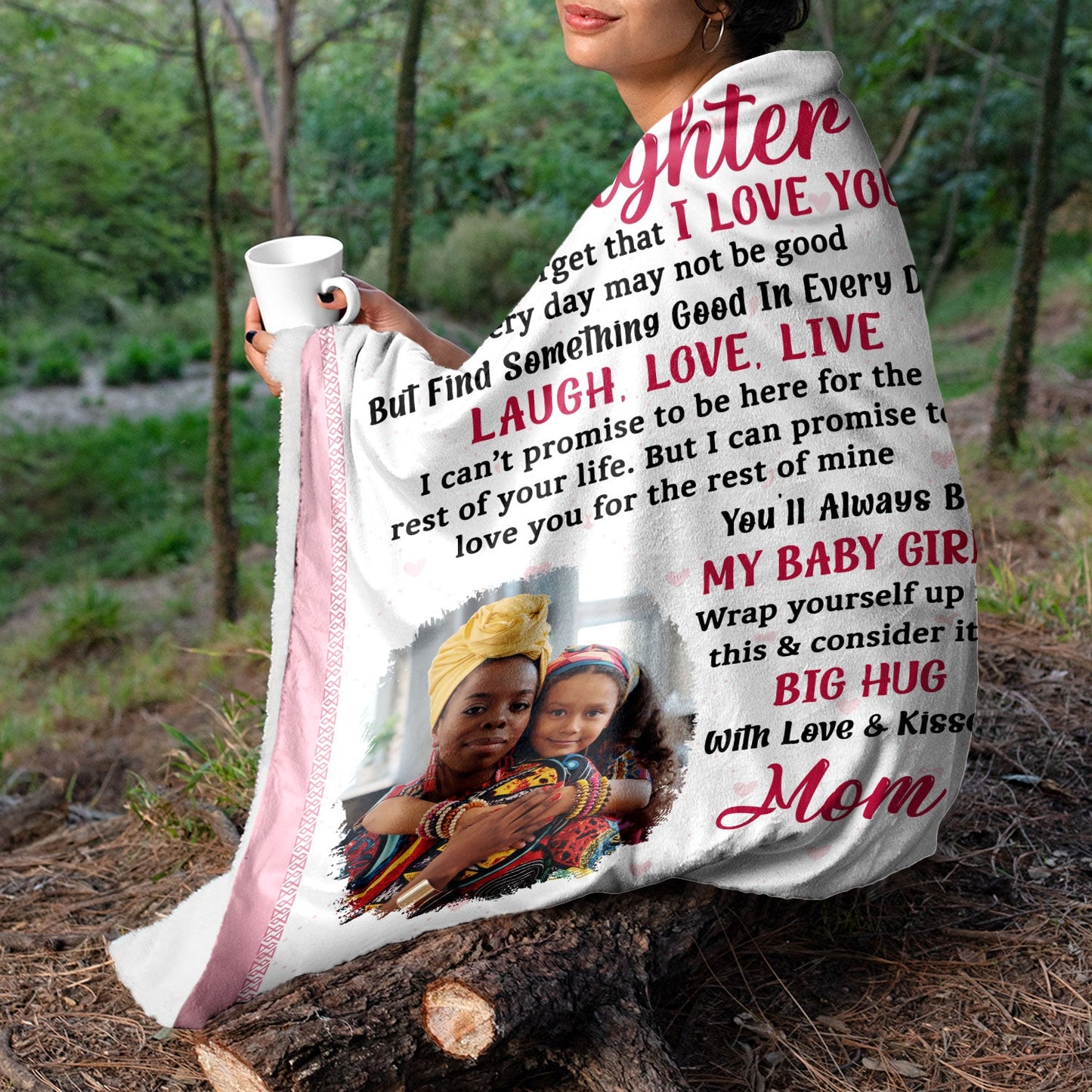 Custom Photo Never Forget That I Love You Mom - Gift For Daughters - Personalized Fleece Blanket